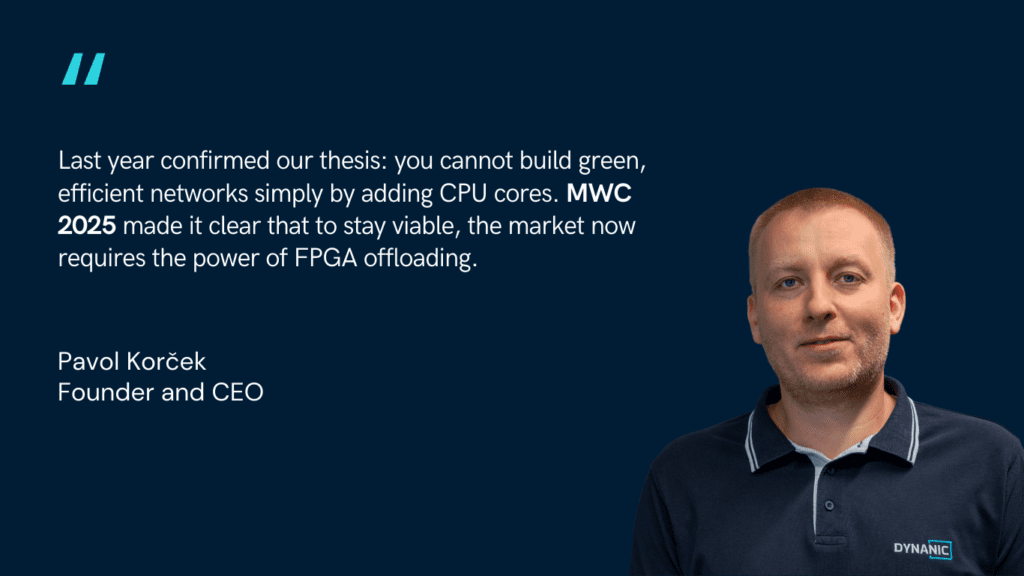 Dynanic CEO Pavol Korček quote regarding MWC 2025 trends and FPGA offloading necessity
